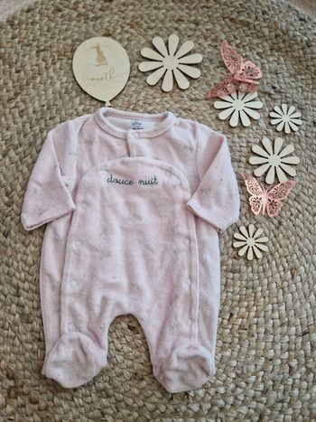 Pyjama 1 pièce ouverture devant rose Mots d'enfants bébé fille 1 mois