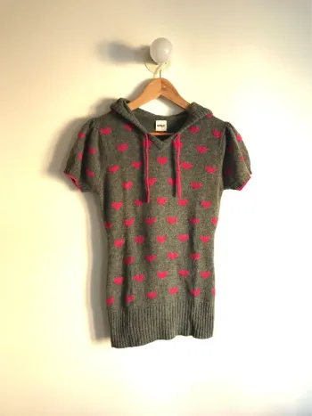 Sweat en laine à motifs cœurs manches courtes Only taille S