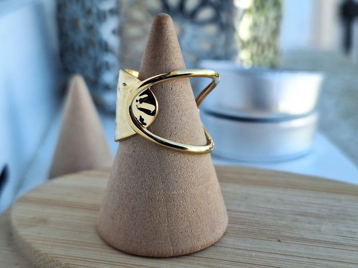 Bague Doré ouverte en acier inoxydable bague avec un design moderne et jolie, Ajustable - photo numéro 5