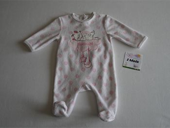 Pyjama velours blanc/rose fantaisie "Marie" Disney baby 1 mois