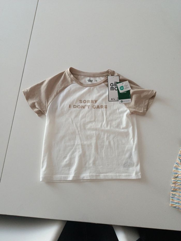 Tee-shirt court blanc beige 12 ans neuf