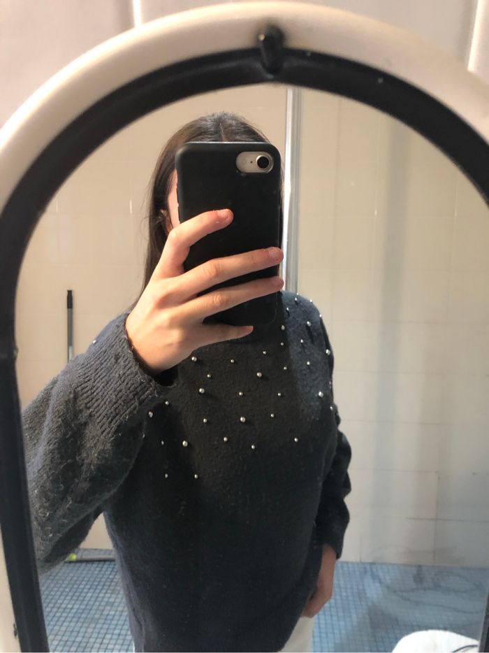 Pull gris à perle - photo numéro 2