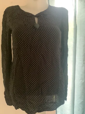 Blouse camaïeu noir à pois blanc taille 40