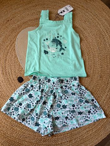 Ensemble plage débardeur t-shirt bleu Narval Sergent Major 5 ans