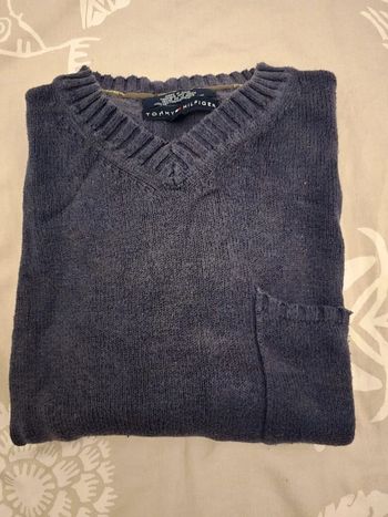 🌟 Pull col V bleu marine Tommy Hilfiger homme - Taille L 🌟