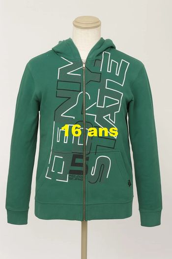 Veste avec capuche verte imprimé noir blanc BSTR73 Taille 16 ans