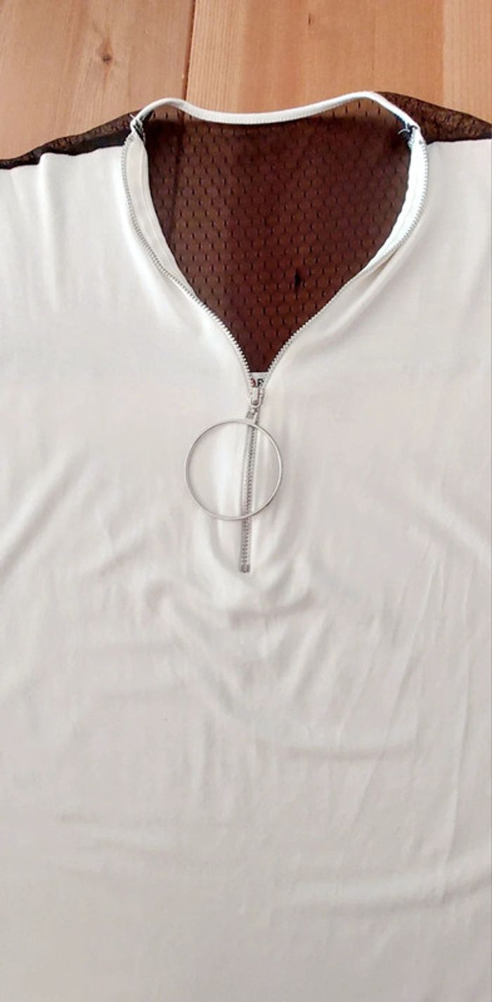 Top t-shirt L Morgan écru et noir - photo numéro 3