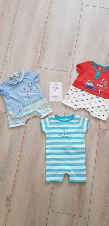 Lot de 3 barboteuses 1 mois