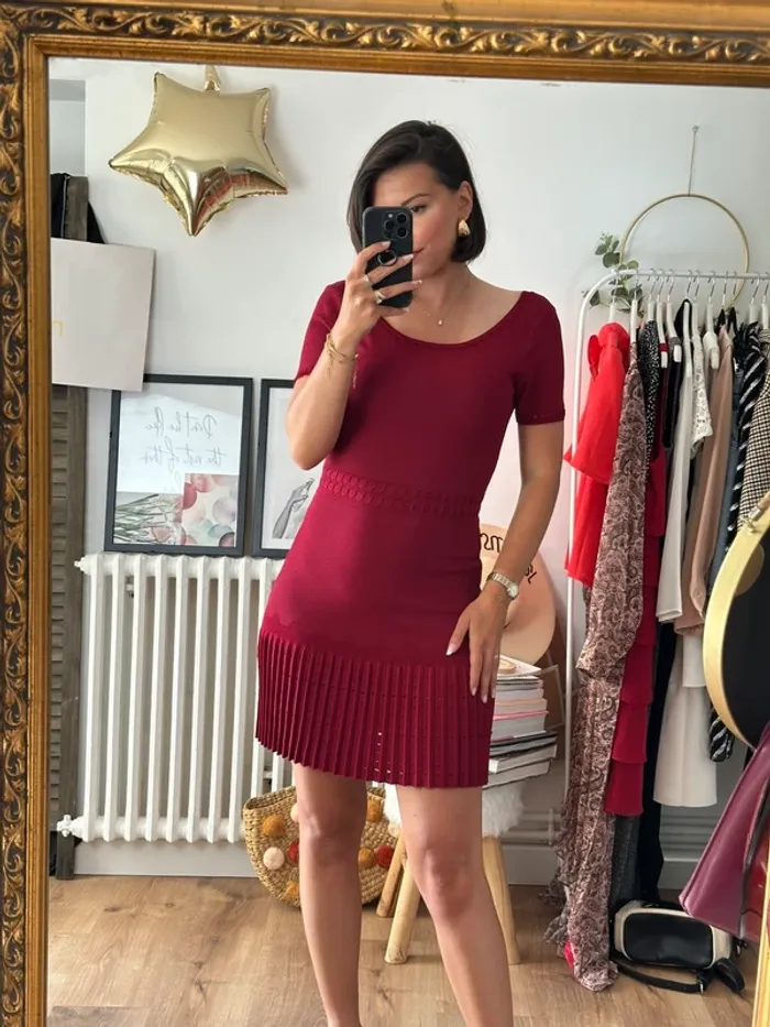 Robe Sandro rouge bordeaux taille 36 - photo numéro 2