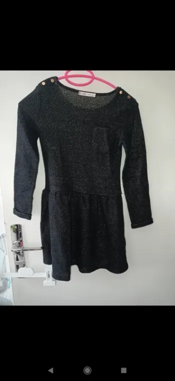 Robe manches longues aspect laine noir