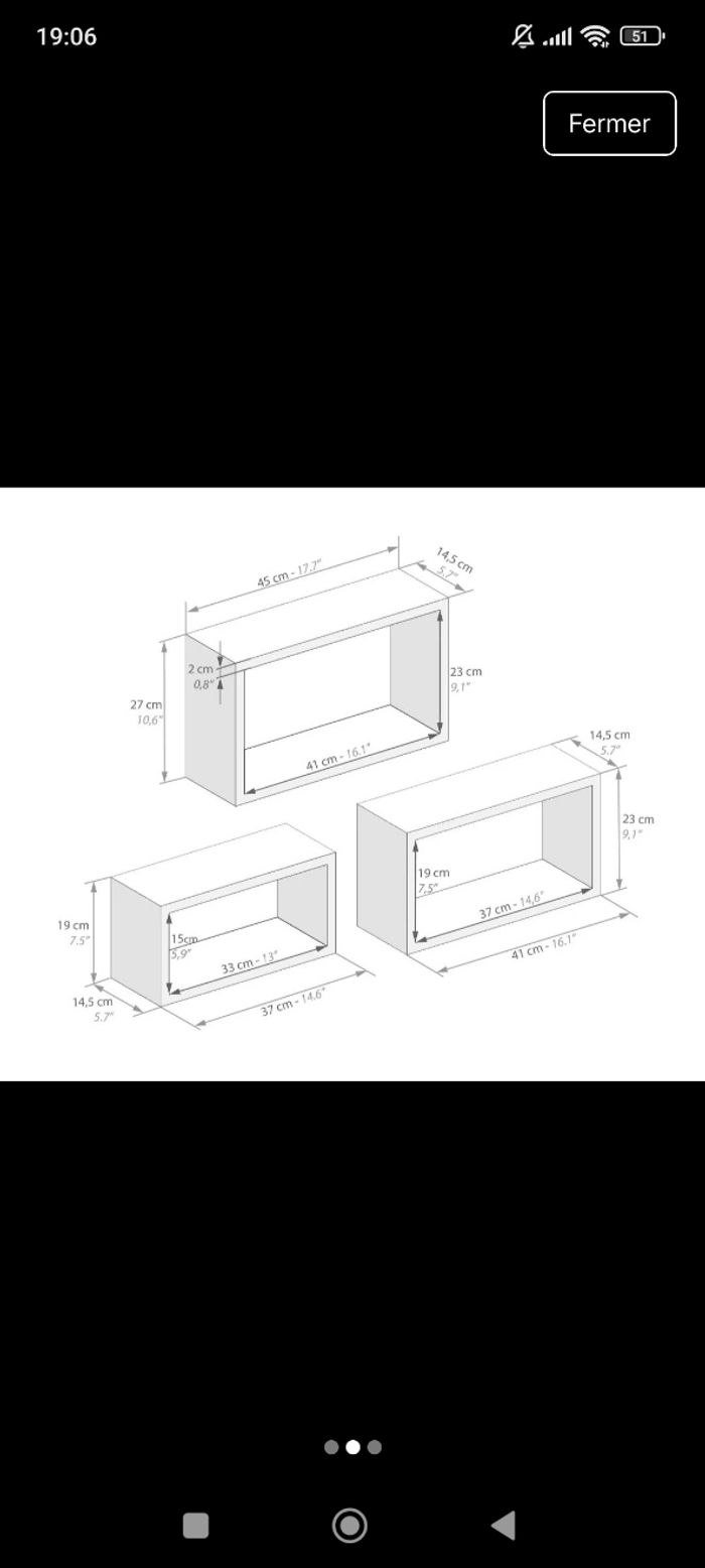 Lot de 3 rectangles étagère déco - photo numéro 3