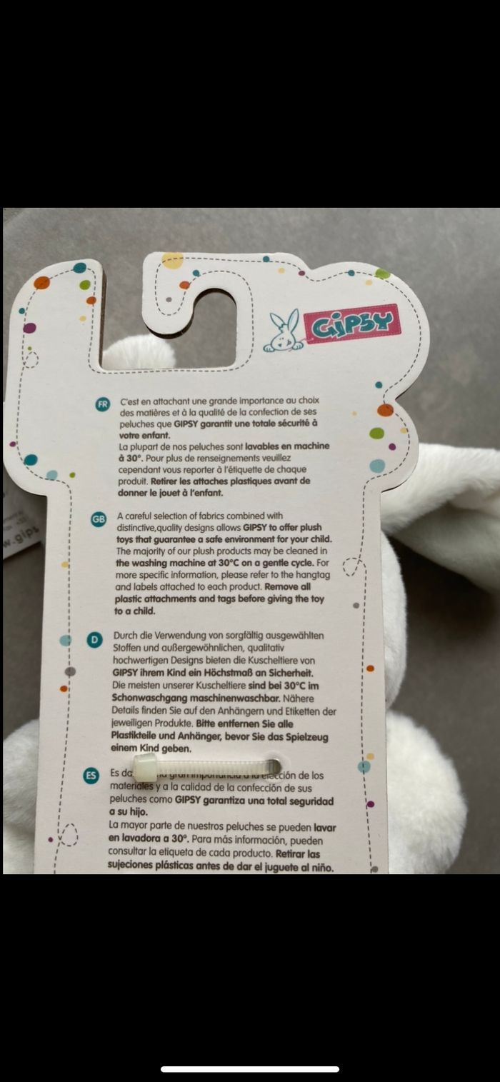 Doudou Peluche Lapin Gipsy Neuf - photo numéro 9