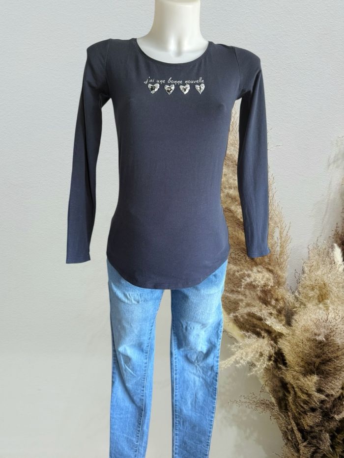 T-shirt manches longue bleu foncé grossesse T36/S