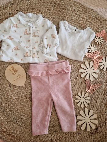 Ensemble veste tshirt legging rose et blanc sergent major bebe fille 3 mois