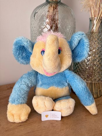 Peluche vintage singe éléphant firfells bleu