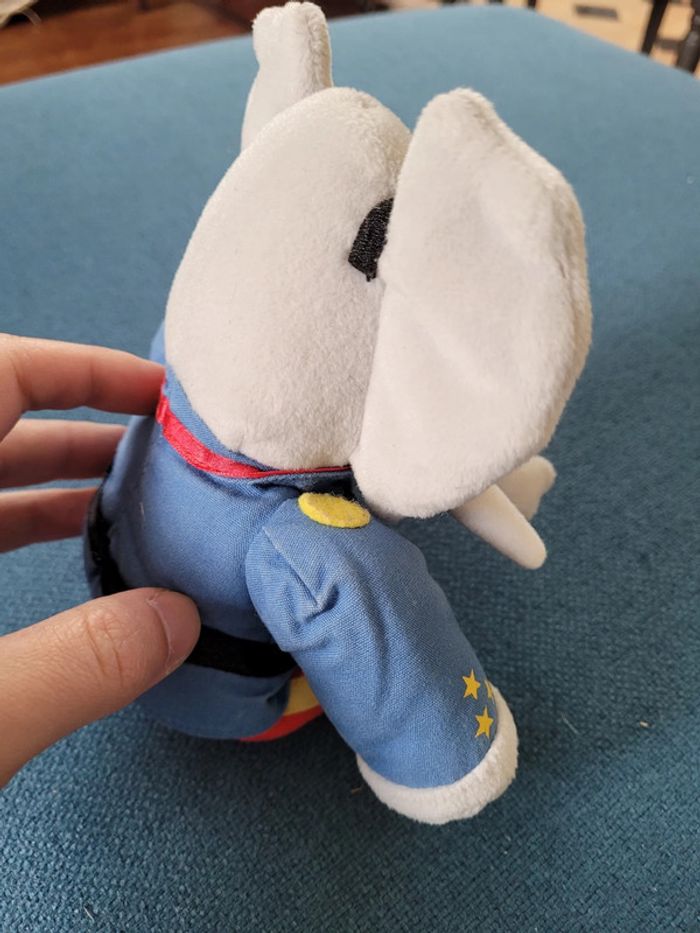 RARE Lansay peluche Cornelius Babar bleu rouge de Brunhoff 16cm collection doudou - photo numéro 5