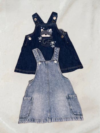 🌷Lot de 2 robes en jean bébé fille taille 6 mois🌷