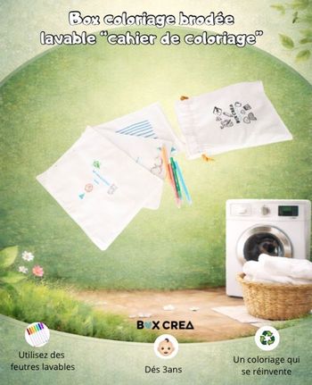 Box coloriage brodée    lavable- cahier de coloriage