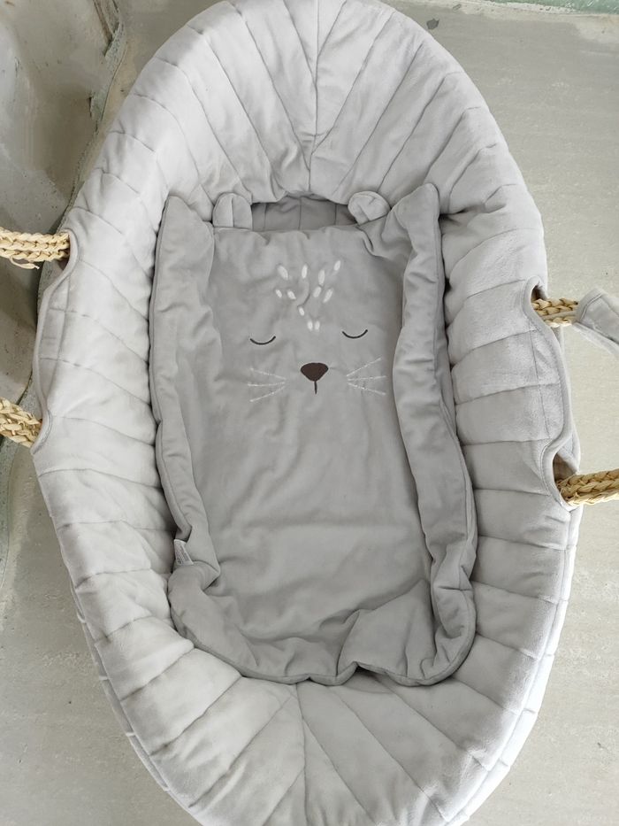 Couffin en osier et Veloudoux gris NOUKIE'S - photo numéro 3