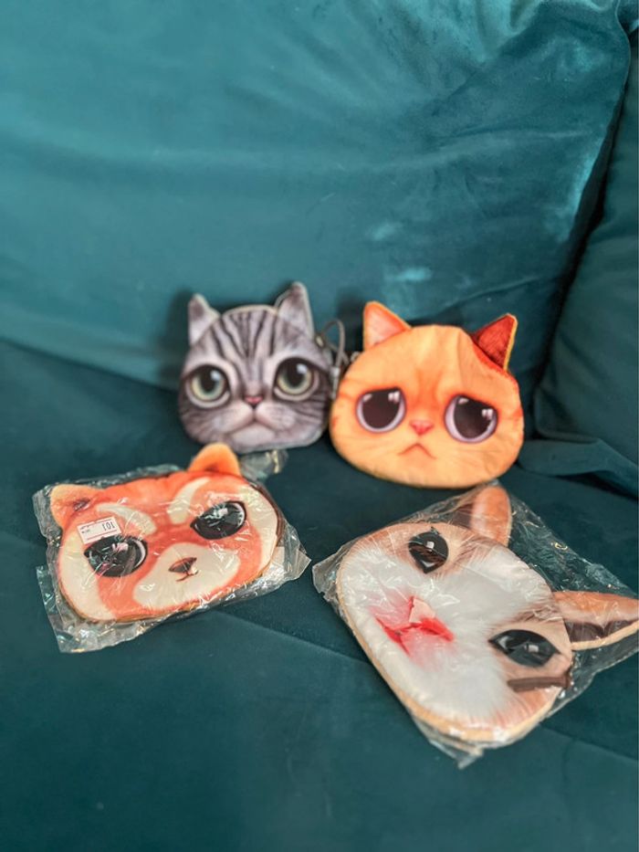 Lot de 4 portes monnaie animaux neufs