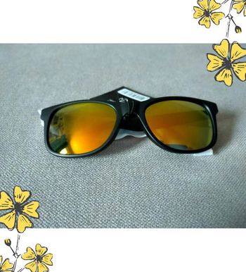 Lunettes de soleil enfant – Verres orange miroir & monture noire mat