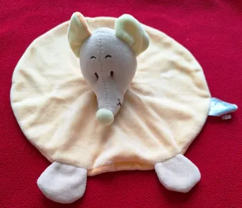 Doudou plat rond jaune souris *king bear