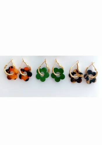 Lot de 3 paires de boucles d'oreilles mini créoles fleurs 🌸