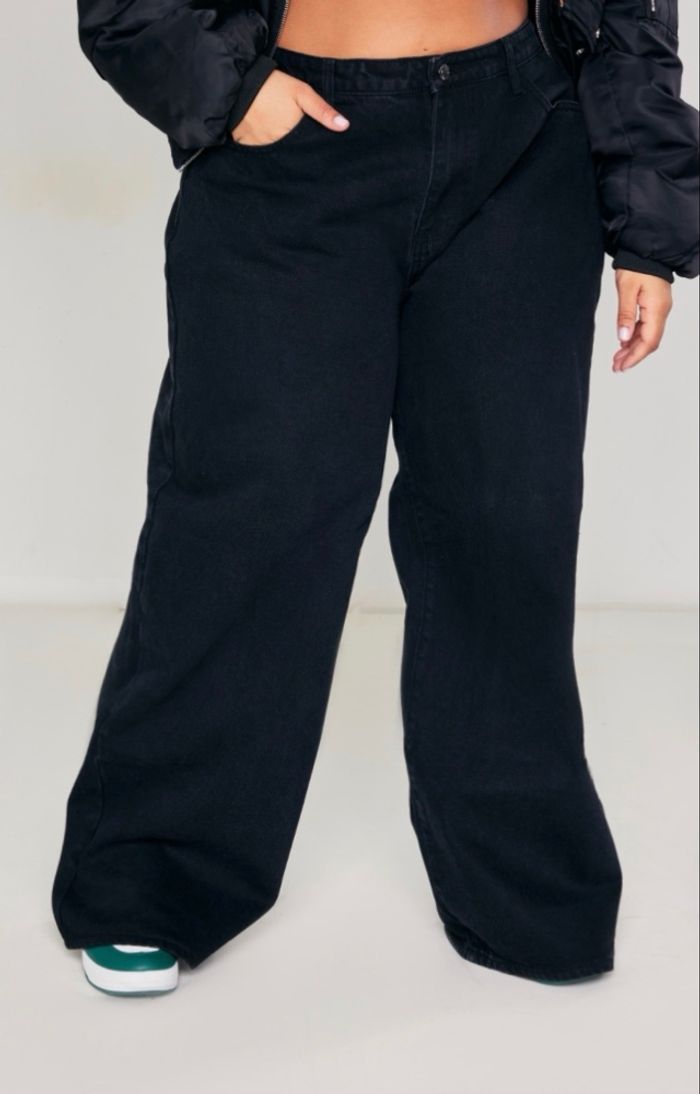 PLUS JEAN BOYFRIEND NOIR DÉLAVÉ À TAILLE HAUTE - photo numéro 4