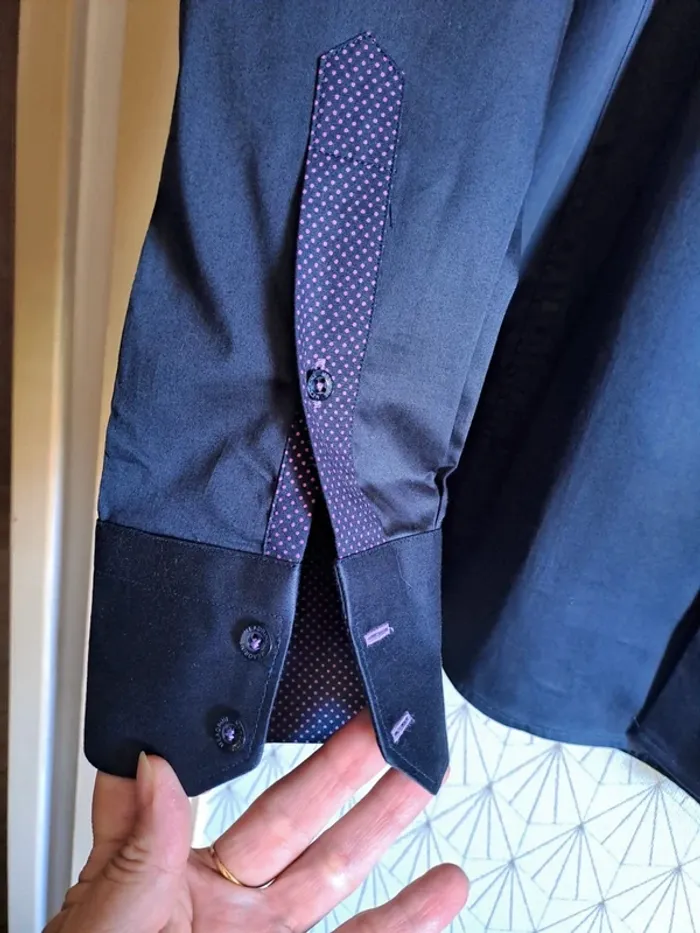Chemise homme chic Meadrine slim fit bleue violette 39/40 M comme neuve - photo numéro 2