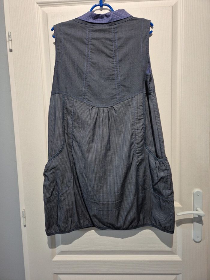 Robe boule bleue rayée et patchwork Jacqueline Riu - photo numéro 5