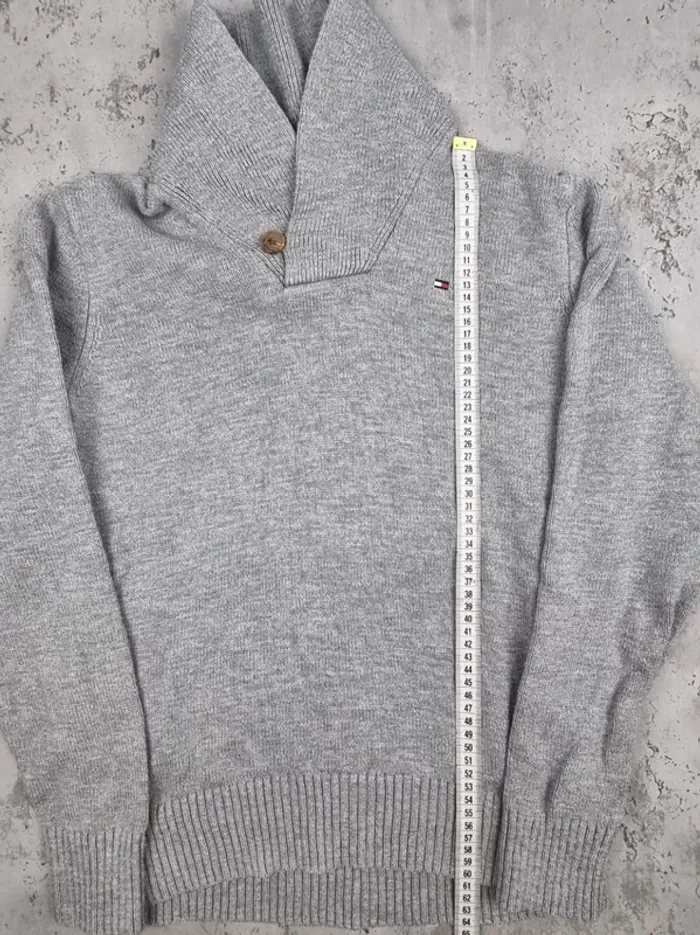 Pull col châle Tommy Hilfiger – Gris – Taille S Hommes (mesures en photos) - photo numéro 9