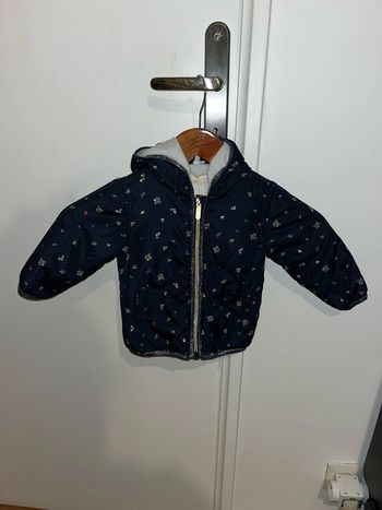 Manteau bleu marine à fleurs orchestra 12 mois 74cm