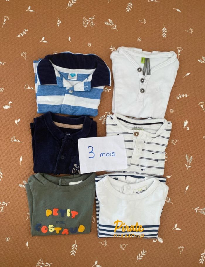 Lot tee-shirts manches courtes 3 mois