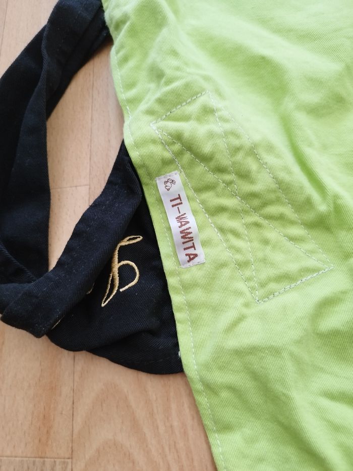 Ti Wawita -Porte Bébé MEI TAI ventral vert et noir - photo numéro 2