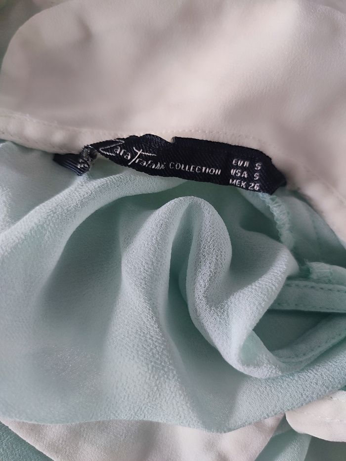 Haut transparent vert menthe col claudine Zara taille s - photo numéro 2