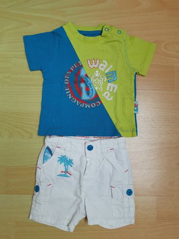 Ensemble tee-shirt short La compagnie des petits 6 mois TBE
