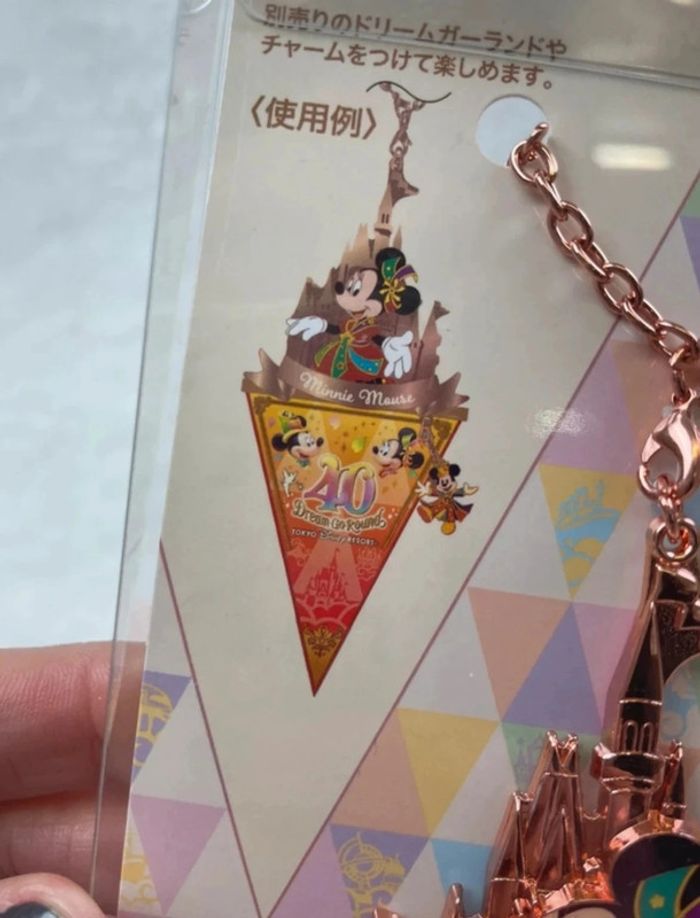 Rare Porte clé badge charm Disney Minnie Tokyo Disneyland 40th + badge fanion sold out - photo numéro 5