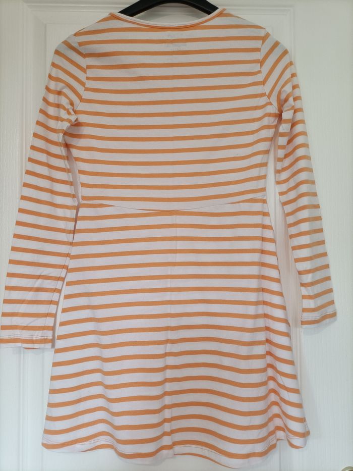 Robe légère manches longues 10-12 ans rayé blanc et orange - photo numéro 3