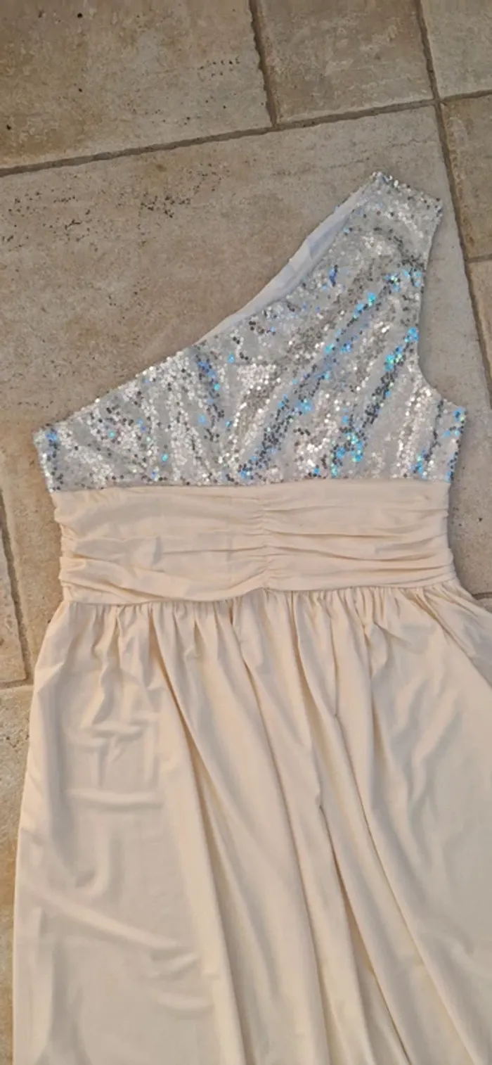 Robe de soirée taille M sequins argentés neuf - photo numéro 7