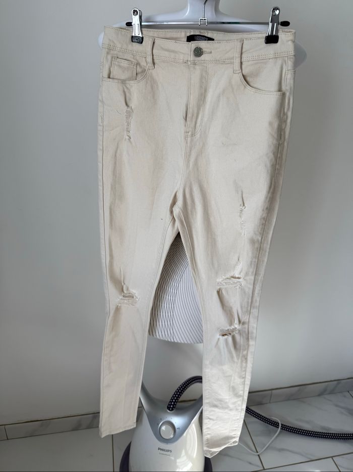 Jeans Missguided Tall – Taille haute skinny – Beige