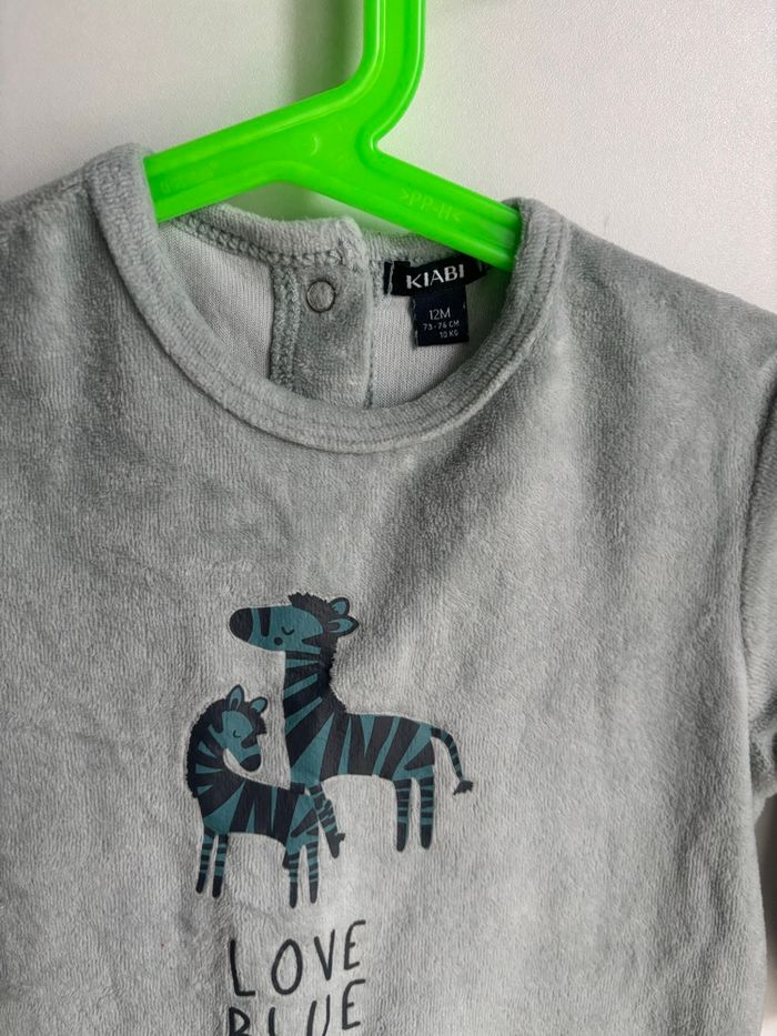 Pyjama body manche longue velour Kiabi 12 mois bébé garçon - photo numéro 2