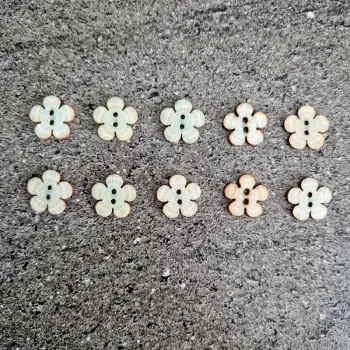Lot de 10 boutons fleurs en bois