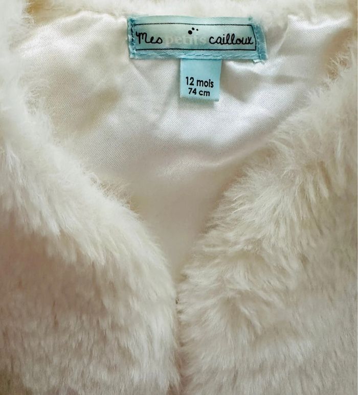 Gilet fourrure sans manches  fille 12 mois 74 cm - photo numéro 3