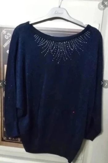 Pull Marine pailleté et strass neuf t 34 36 Morgan