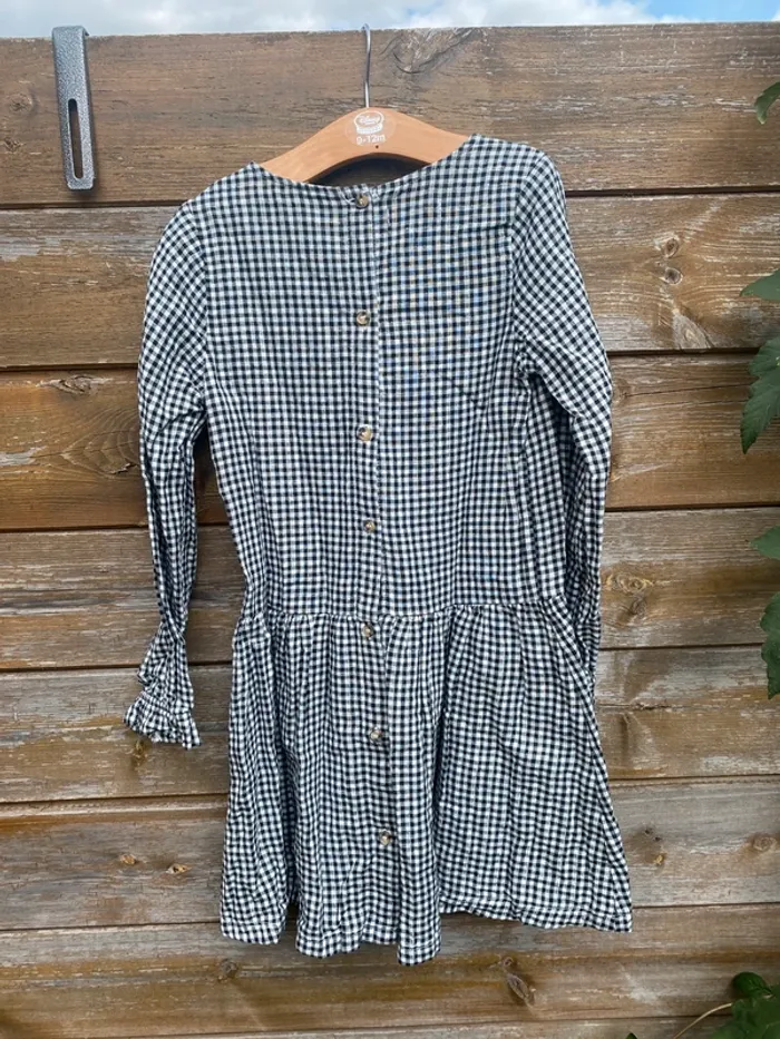 Robe manches longues vichy carreaux noir blanc 8 ans okaidi automne - photo numéro 4