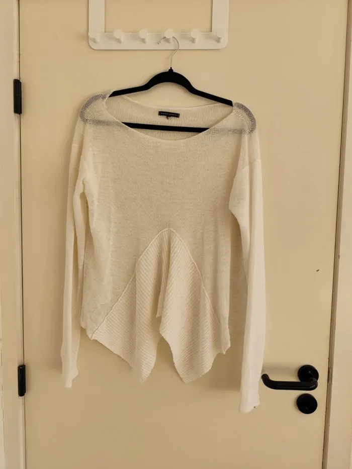 Superbe pull en lin Sarah Pacini blanc asymétrique taille unique - photo numéro 4