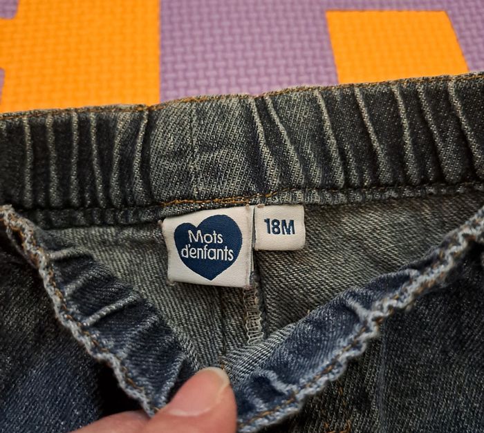 Pantalon jean bleu, mots d'enfants, taille 18 mois (80 cm) - photo numéro 3