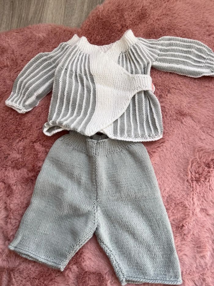 Ensemble tricot gris bébé mixte - photo numéro 2