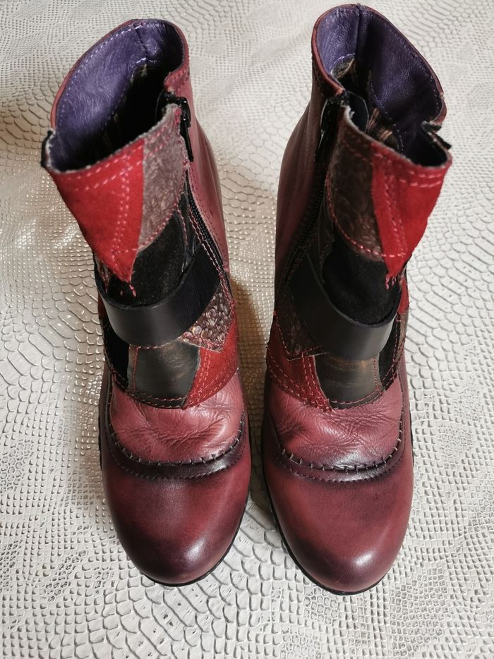 Boots fantaisies à talons bordeaux ATRAI T39 - photo numéro 2