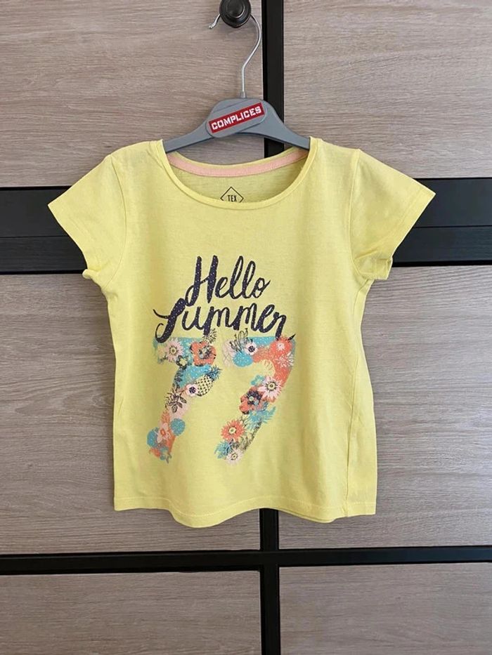 T-shirt Tex jaune Taille 4/5 ans "Hello Summer" - photo numéro 2